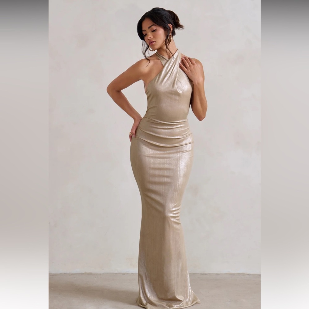 Club L London Unstoppable champagne maxi dress